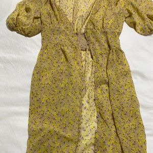 Long floral yellow dress
